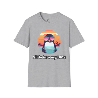 Humor- Penguin Slide Unisex Softstyle T-Shirt