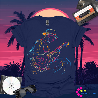 Neon Blues Guitar Unisex Softstyle T-Shirt