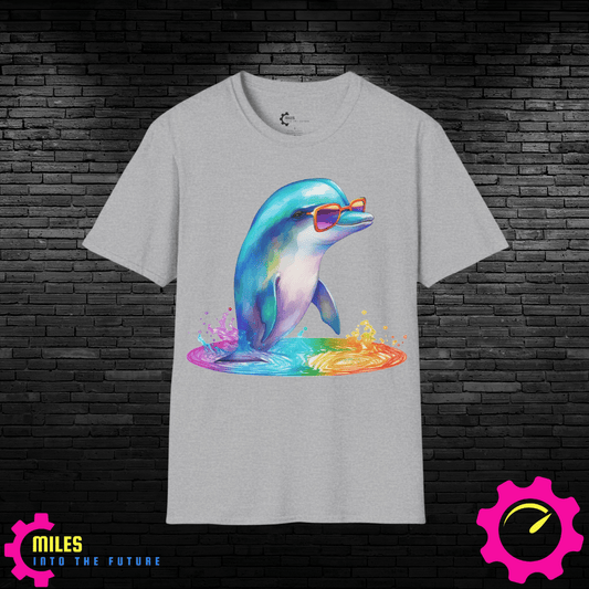 Relaxed Rainbow Dolphin Unisex Softstyle T-Shirt