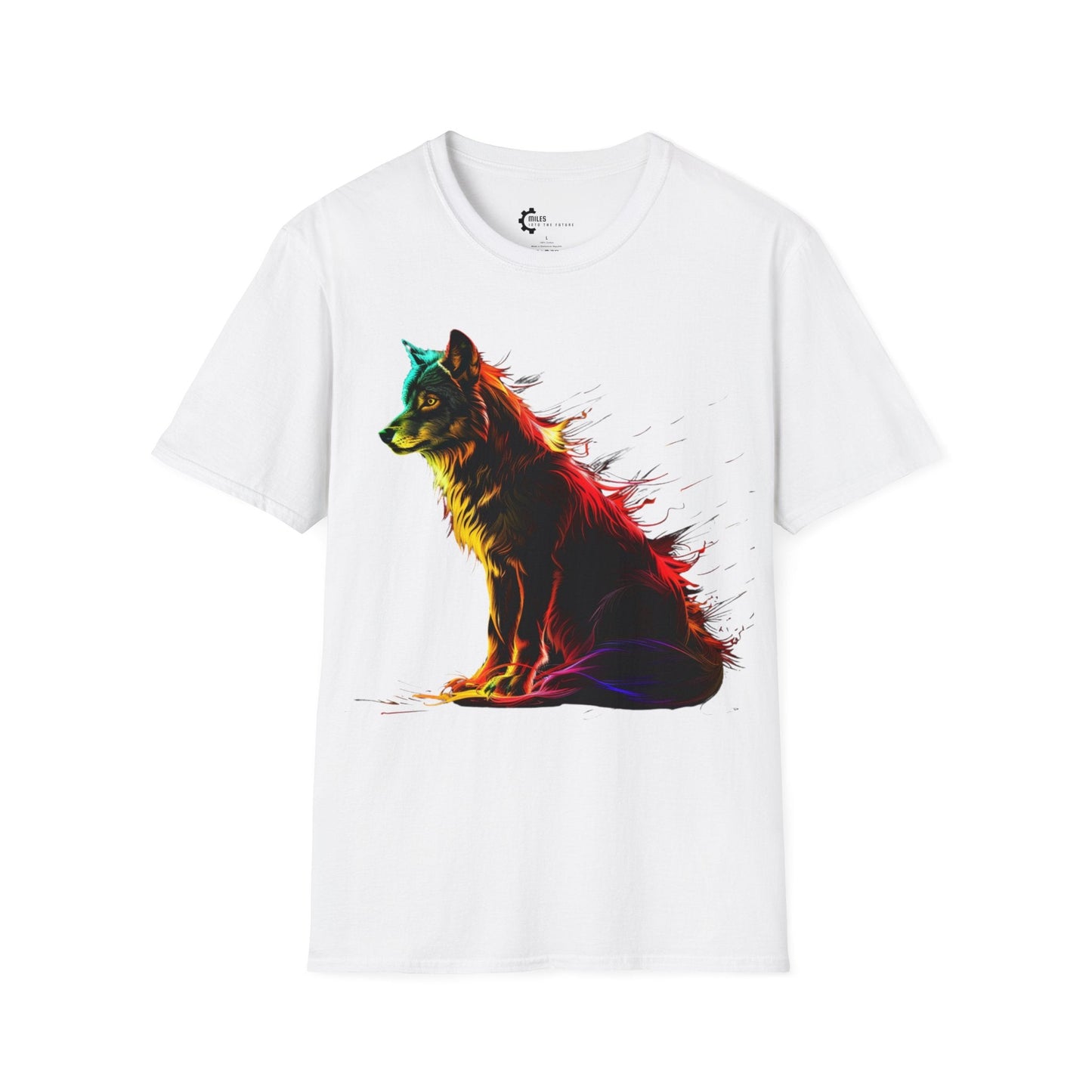 Neon Lone Wolf Art Unisex Softstyle T-Shirt