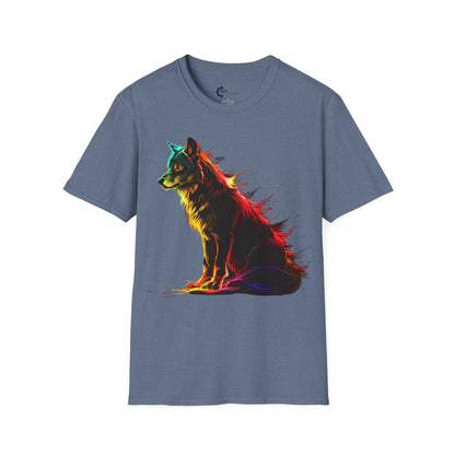 Neon Lone Wolf Art Unisex Softstyle T-Shirt