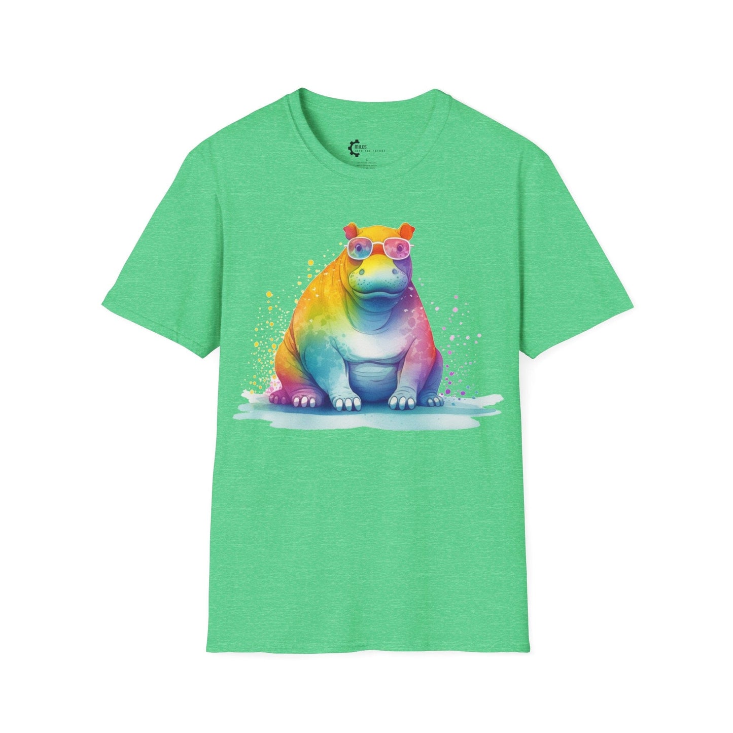 Relaxed Rainbow Hippo Unisex Softstyle T-Shirt