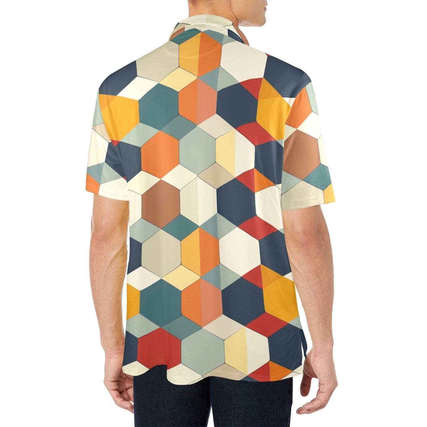 Men's Colorful Geometric Polo Shirt