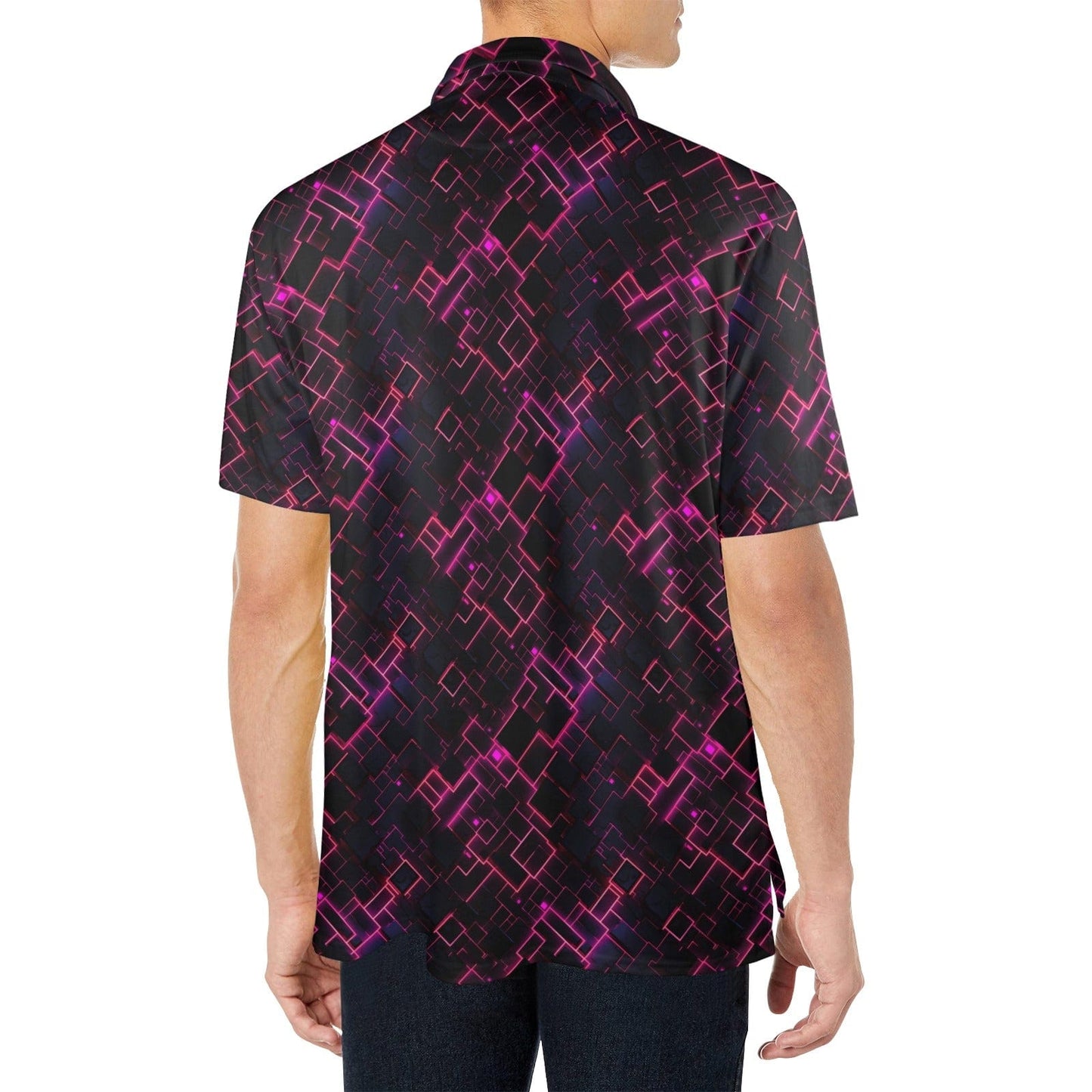 Men's Neon Geometric Polo Shirt