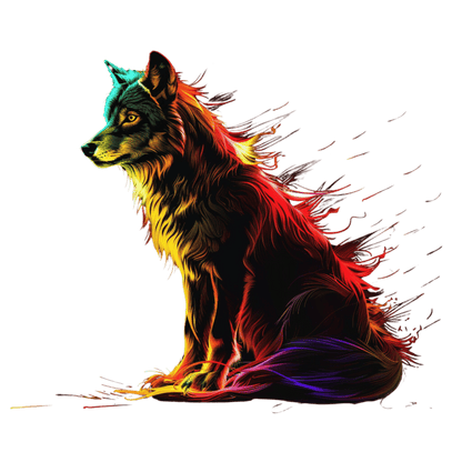 Neon Lone Wolf Art Unisex Softstyle T-Shirt