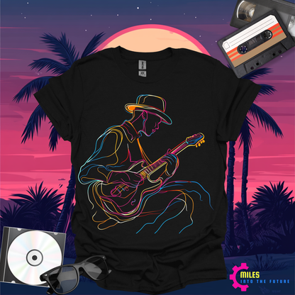 Neon Blues Guitar Unisex Softstyle T-Shirt