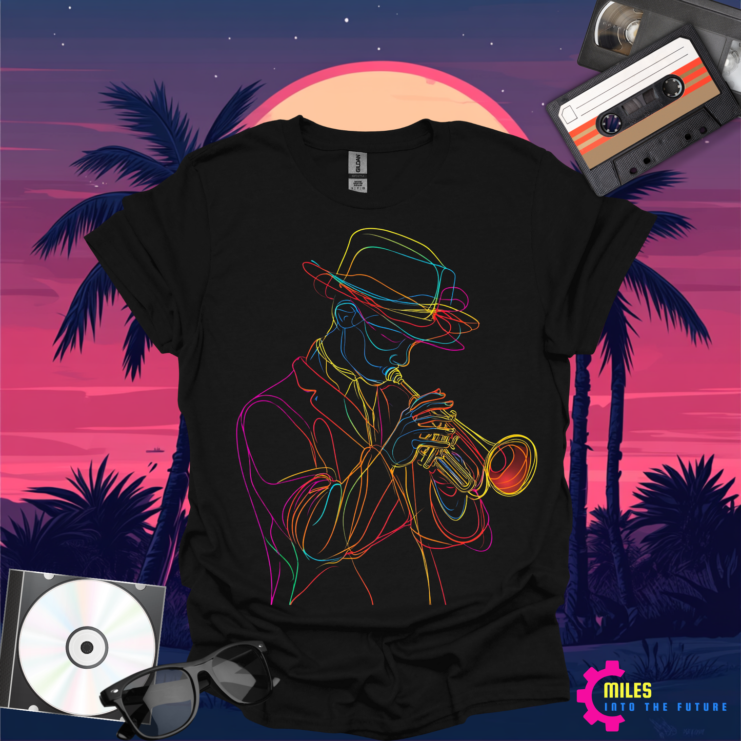 Neon Blues Trumpet Unisex Softstyle T-Shirt