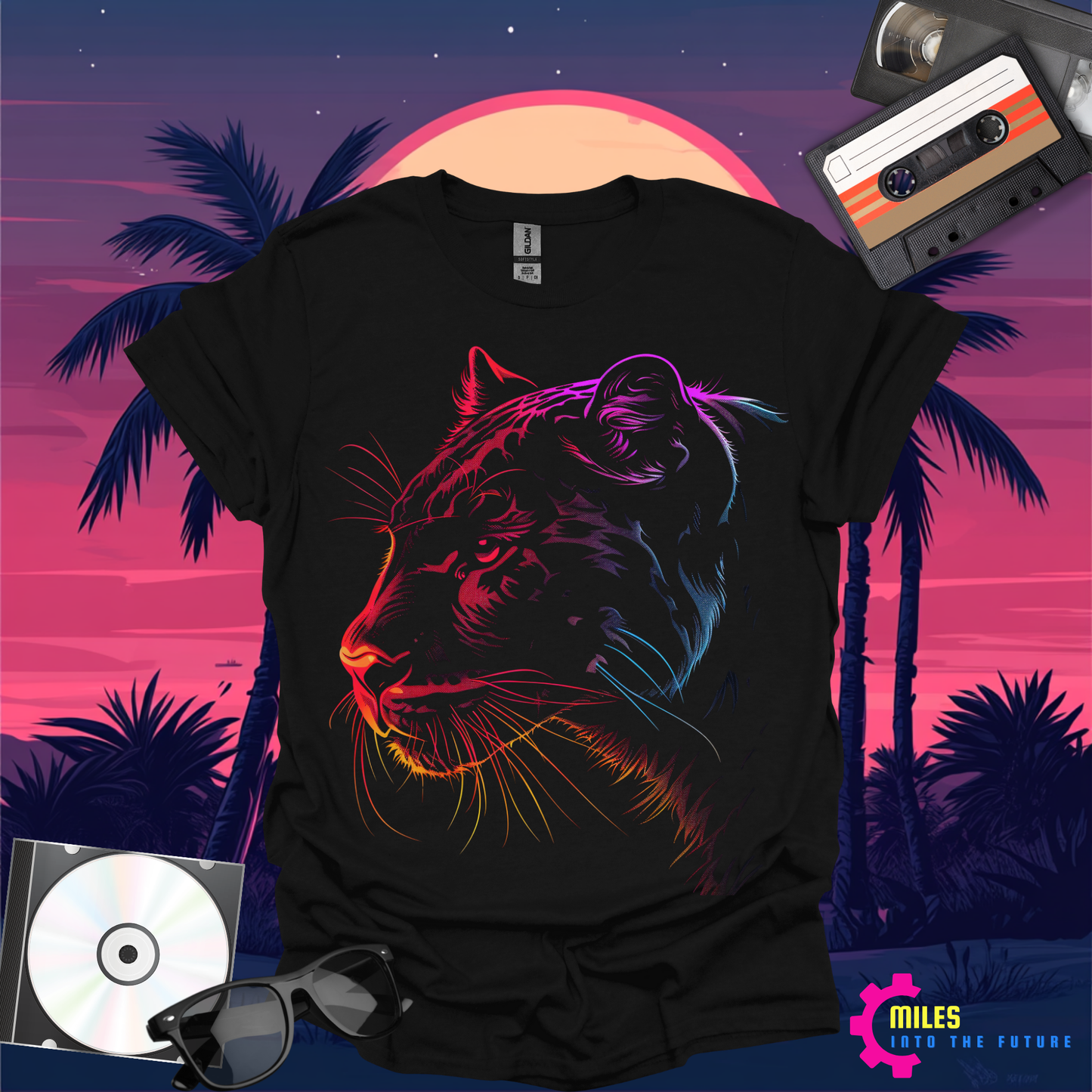 Neon Black Panther Unisex Softstyle T-Shirt