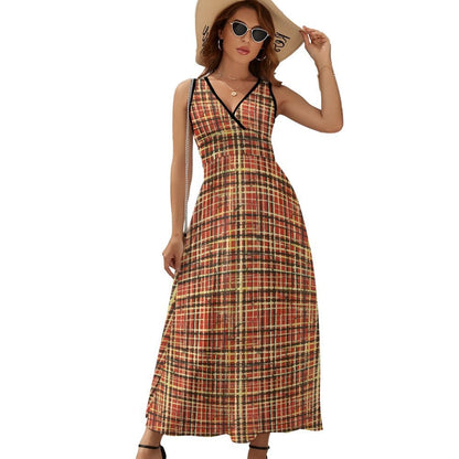 Autumn Plaid Sleeveless Long Dress