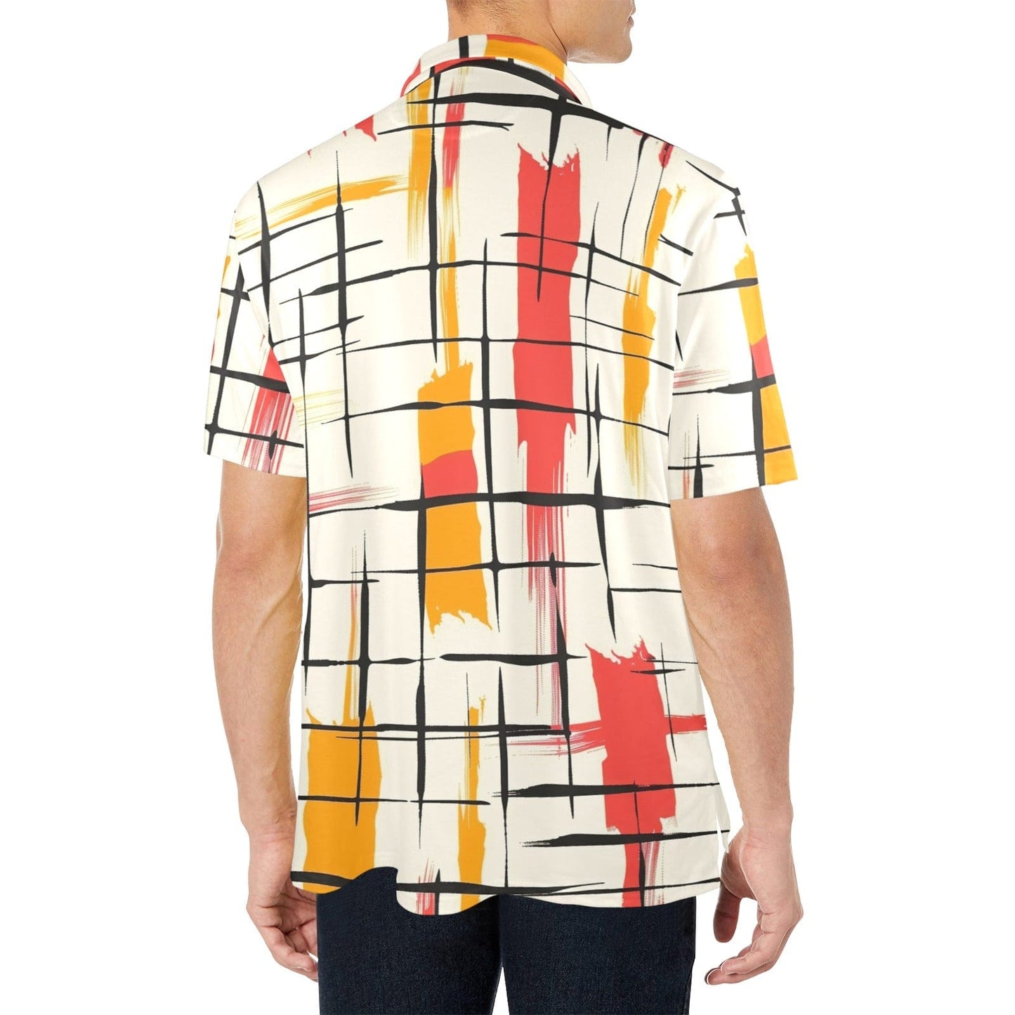 Men's Abstract Brushstroke Polo Shirt