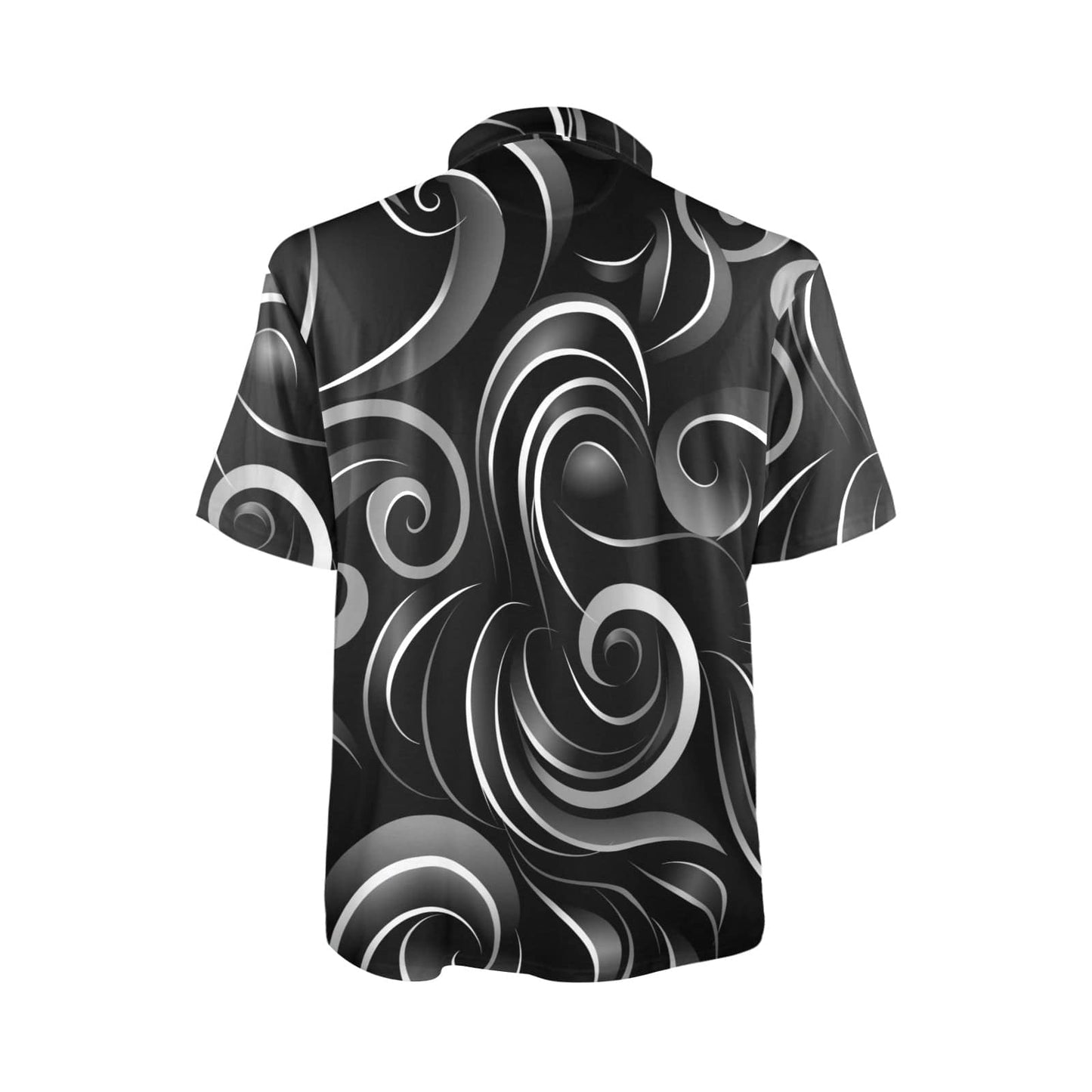 Men's Black Swirl Pattern Polo Shirt