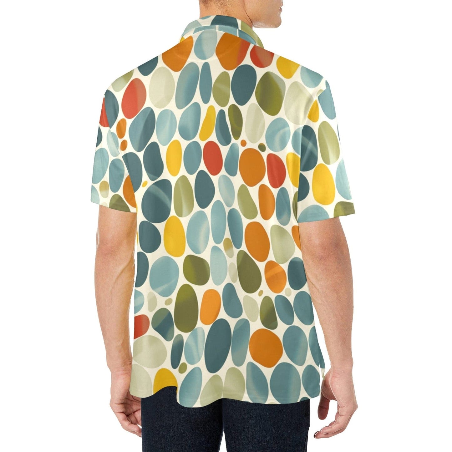 Men's Multicolor Oval Pattern Polo Shirt