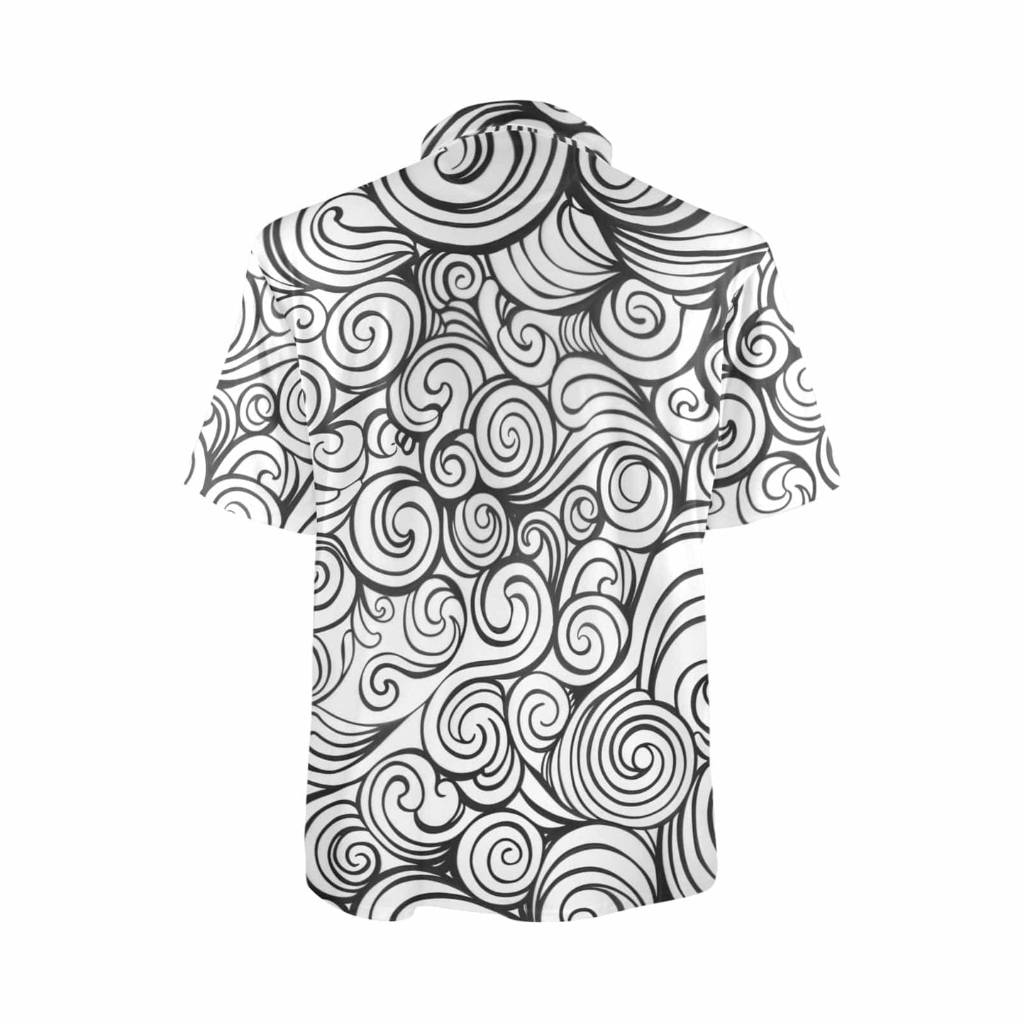 Men's Black and White Swirl Pattern Polo Shirt