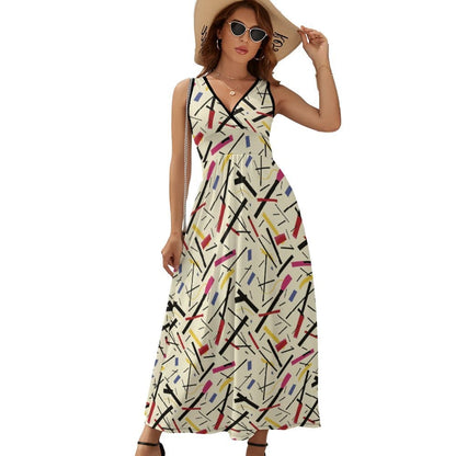 Abstract Confetti Sleeveless Long Dress