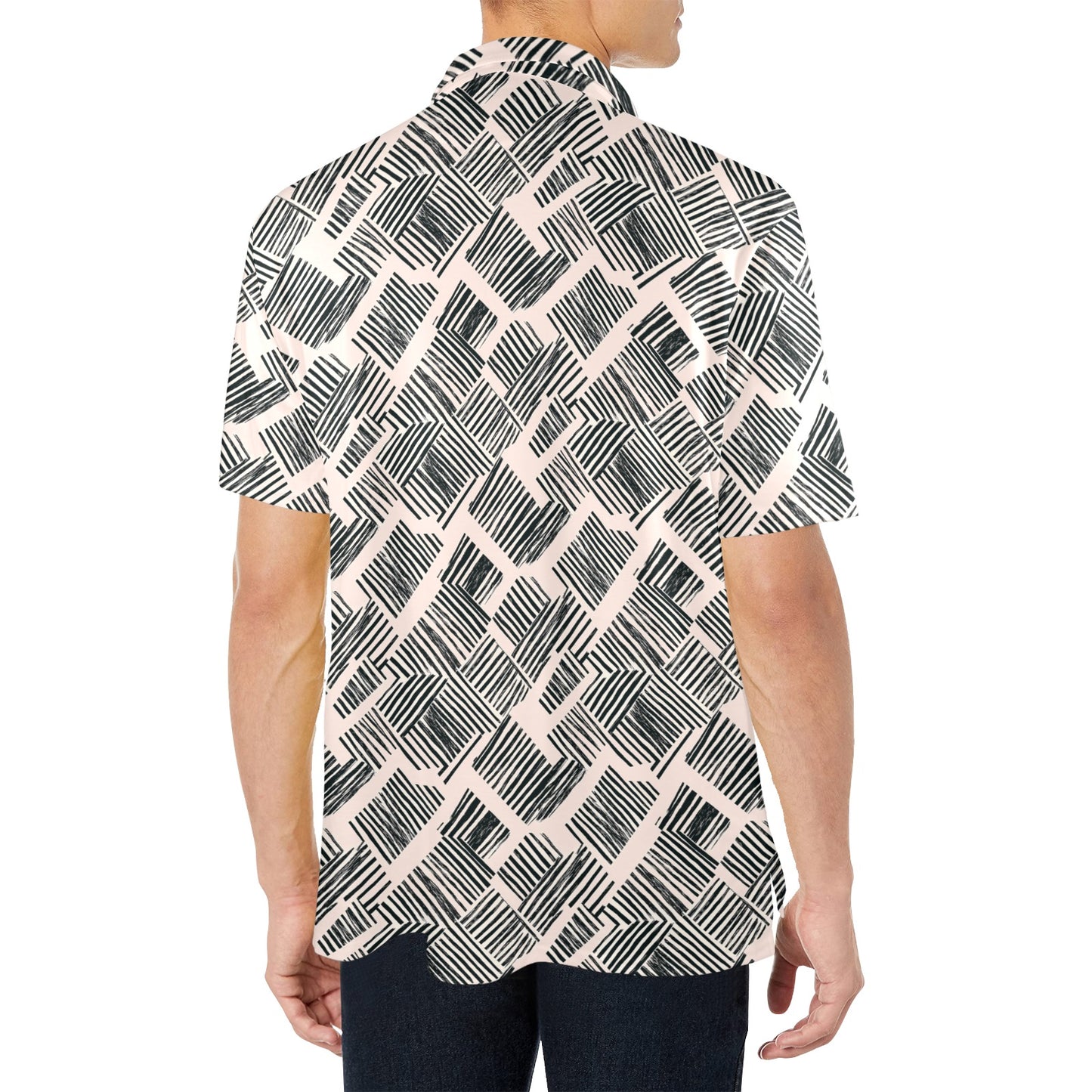 Pixelated Stripes Men's Polo Shirt