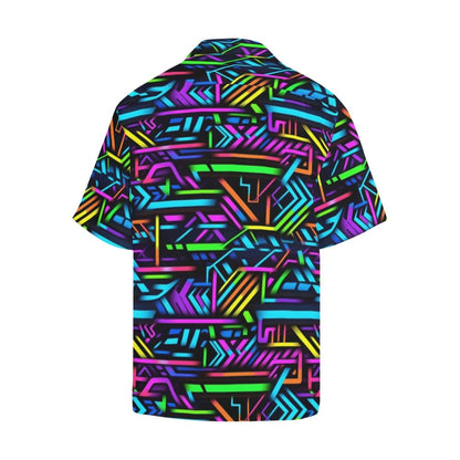 Neon Labyrinth Men's Shirt - Electric Maze of Vivid Lines