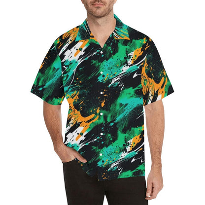 Vibrant Green Splash Button-Up Shirt