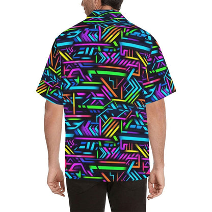 Neon Labyrinth Men's Shirt - Electric Maze of Vivid Lines