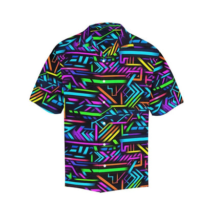 Neon Labyrinth Men's Shirt - Electric Maze of Vivid Lines