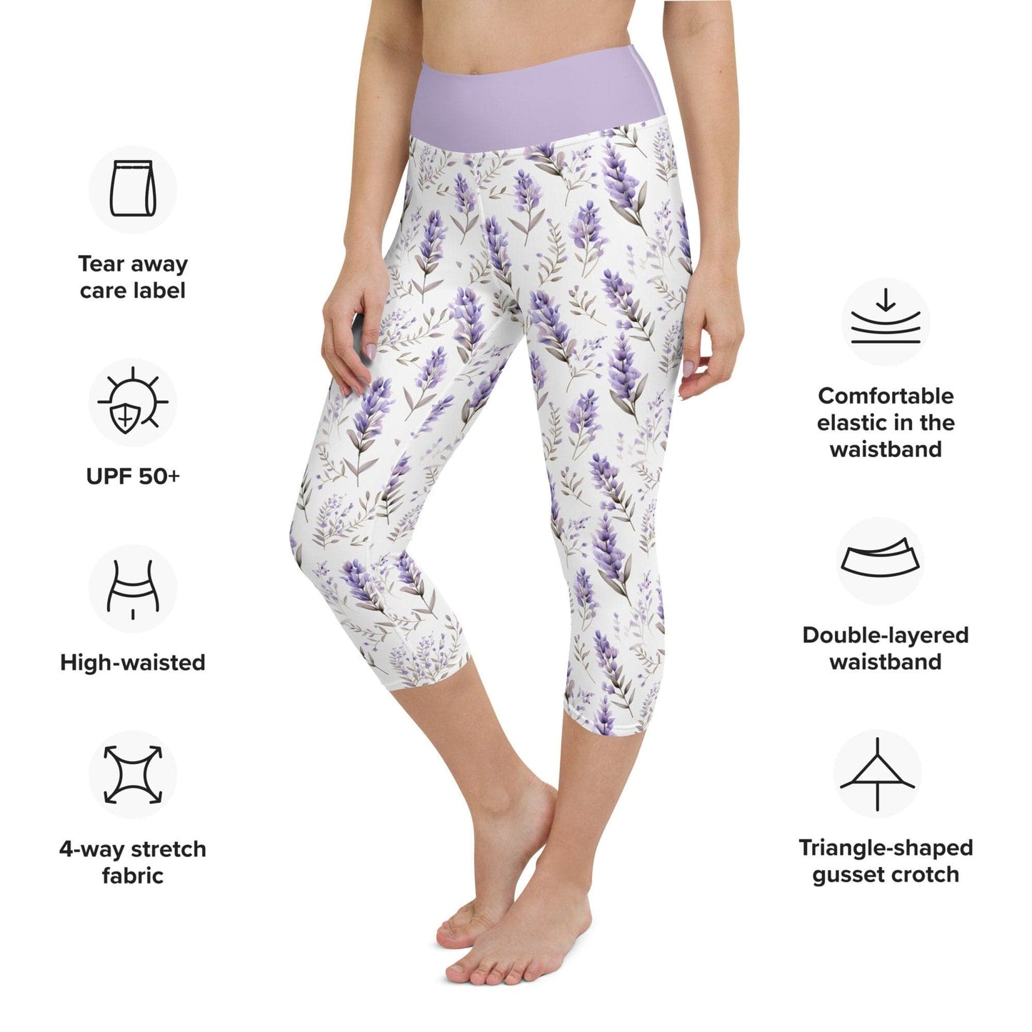 Purple Lilac Stylish Capri Yoga Pants - Comfort Fit for All Day Wear