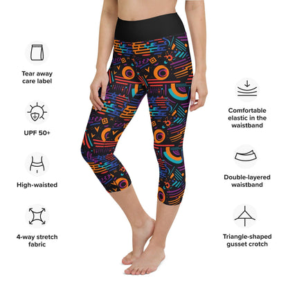 Cosmic Geometric Fusion  Yoga Capri Leggings